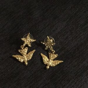 Studded Gold tone Dangle Earrings